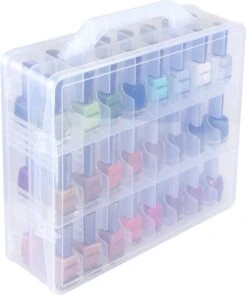 Nagellak Organizer - Koffer Met Vakverdeling - Ruimte Voor 48 Verschillende Nagellakpotjes - 35 X 30 Cm - Kunststof - Naaigarenopbergkoffer -Cosmetica Promotiewinkel 1004x1200 1
