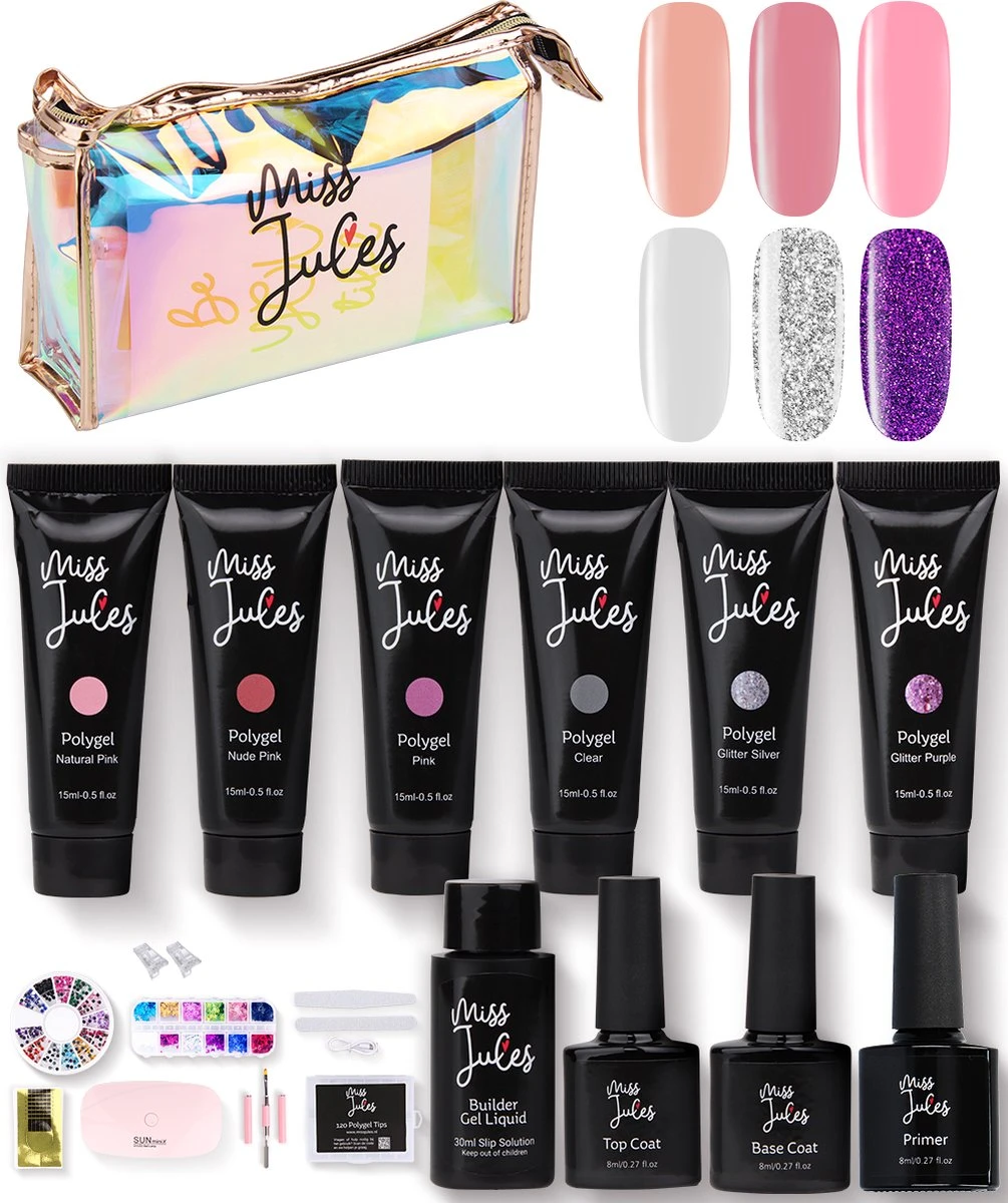 Miss Jules® Luxe Complete Polygel Kit - Polygel Nagels Starterspakket - 6 Kleuren - Perfecte Combinatie Gellak & Acryl - Incl. UV LED Lamp & Instructievideo (NL) 3 Miss Jules® Luxe Complete Polygel Kit - Polygel Nagels Starterspakket - 6 Kleuren - Perfecte Combinatie Gellak & Acryl - Incl. UV LED Lamp & Instructievideo (NL)