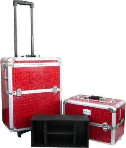 Veronica NAIL-PRODUCTS Aluminium Nagel Trolley 3 In 1 CROCO ROOD, Pedicure, Manicure. Ook Als Sinterklaas Trolley, Trolly, Koffer! -Cosmetica Promotiewinkel 1015x1200