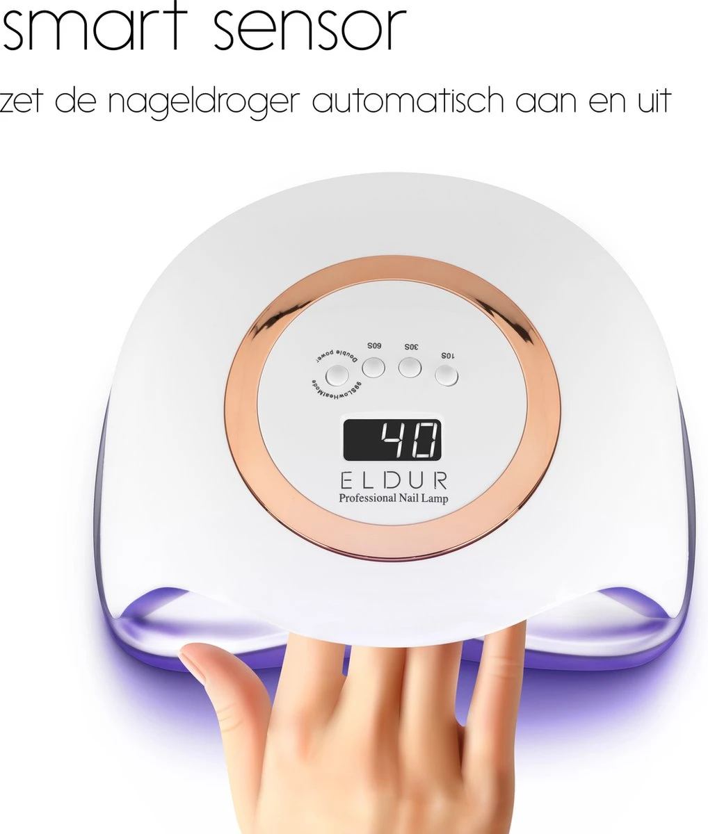 Eldur® Nageldroger - Nagellamp 168W - Gelnagels UV Lamp Nagels - Gellak Lamp 5 Eldur® Nageldroger - Nagellamp 168W - Gelnagels UV Lamp Nagels - Gellak Lamp - Afbeelding 3