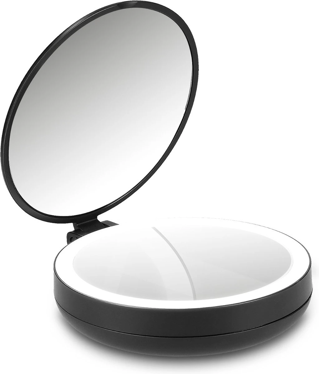 Navaris 1x/5x Vergrotende Make-up Spiegel - Compacte Opvouwbare Kap- En Reisspiegel - Led-verlichte Dubbelzijdige Make-upspiegel - Zwart 7 Navaris 1x/5x Vergrotende Make-up Spiegel - Compacte Opvouwbare Kap- En Reisspiegel - Led-verlichte Dubbelzijdige Make-upspiegel - Zwart - Afbeelding 5