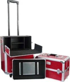 Veronica NAIL-PRODUCTS Aluminium Nagel Trolley 3 In 1 CROCO ROOD, Pedicure, Manicure. Ook Als Sinterklaas Trolley, Trolly, Koffer! -Cosmetica Promotiewinkel 1027x1200 4