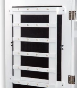 HOMCOM 2-in-1 Sieradenkast Wandspiegel Spiegelkast Sieraden Ladekast Spiegel 833-102WT -Cosmetica Promotiewinkel 1051x1200 1