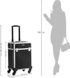 Cosmetische Koffer, Trolley, Make-up Case Met Handvat, 4 Universele Wielen, 4 Uitschuifbare Dienbladen, Make-up Tas, Voor Reizen, Zwart 17 Cosmetische Koffer, Trolley, Make-up Case Met Handvat, 4 Universele Wielen, 4 Uitschuifbare Dienbladen, Make-up Tas, Voor Reizen, Zwart -Cosmetica Promotiewinkel 1077x1200 2