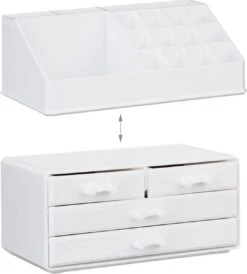 A&K 2in1 Make-up Organizer - 4 Lades Cosmetica Opbergdoos - Kaptafel - Wit -Cosmetica Promotiewinkel 1083x1200 2