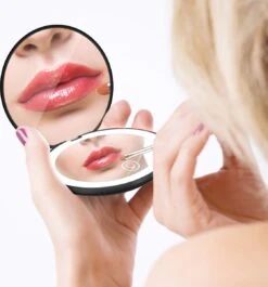 Led-verlichte Oplaadbare Compacte Make-up Spiegel Rond |1 X 2 X Vergroting | Make-upspiegel | Zakspiegel | Handspiegel | Reisspiegel | Dimbaar|als Cadeau | USB-lader | Rond | Zwart -Cosmetica Promotiewinkel 1118x1200 2