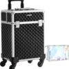 Cosmetische Koffer, Trolley, Make-up Case Met Handvat, 4 Universele Wielen, 4 Uitschuifbare Dienbladen, Make-up Tas, Voor Reizen, Zwart -Cosmetica Promotiewinkel 1137x1200 3
