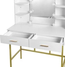 Hollywood Make Up Spiegel & Tafel - Met LED Verlichting - 2 Lades - Wit 10 Hollywood Make Up Spiegel & Tafel - Met LED Verlichting - 2 Lades - Wit -Cosmetica Promotiewinkel 1156x1200