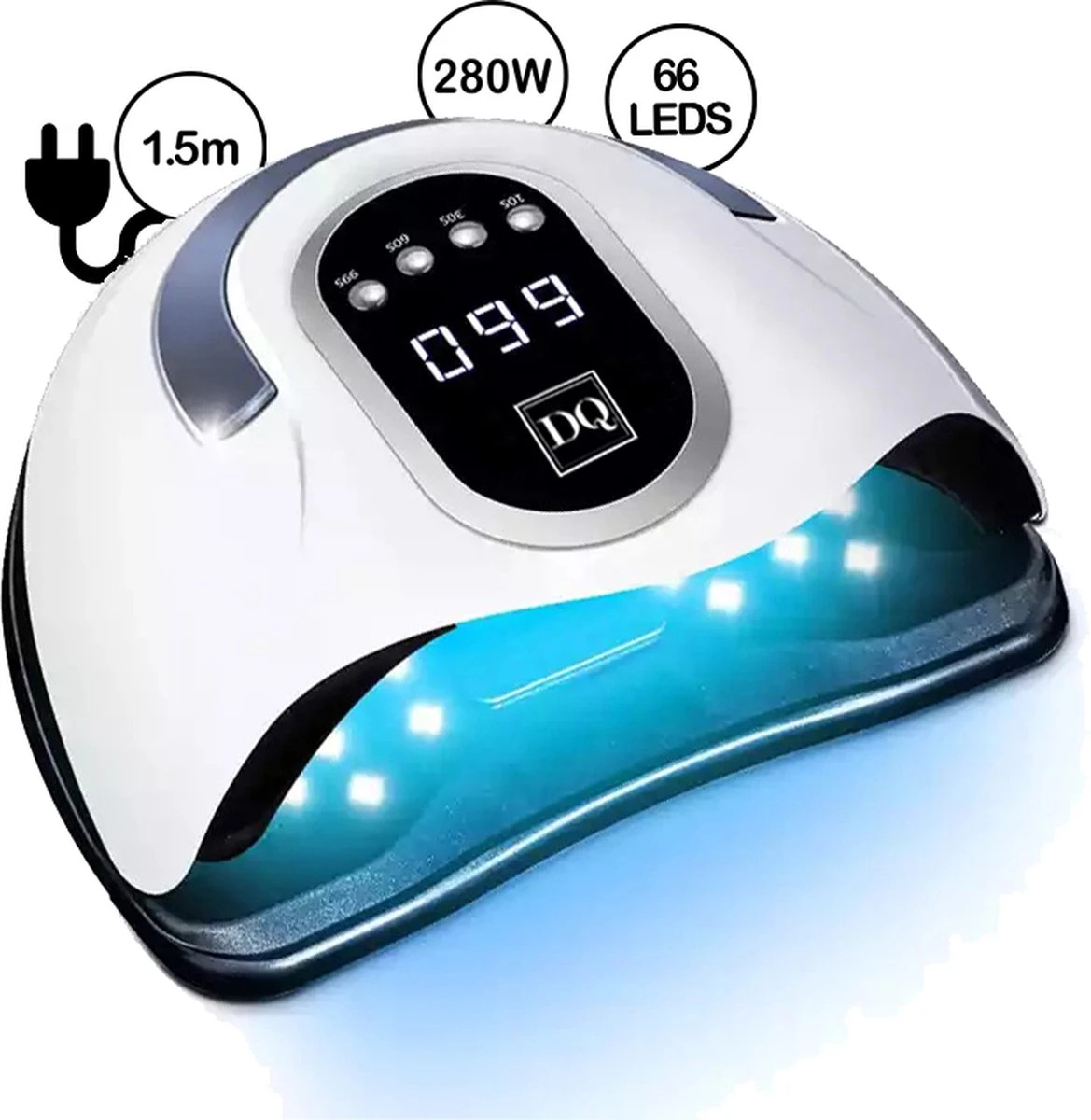 DANIQQI - 280W UV LED Lamp Nagels - 66 LEDS - UV - Led - Nagellamp - Extra Lang Snoer 150 Cm - Wit- Moederdag - Ovalen Display 3 DANIQQI - 280W UV LED Lamp Nagels - 66 LEDS - UV - Led - Nagellamp - Extra Lang Snoer 150 Cm - Wit- Moederdag - Ovalen Display