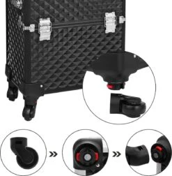 Merkloos Trolley, Make-up Koffer, Cosmetische Koffer, Voor Nageldesign, Make-up Organizer, Koffer Met Draagtas, Zwart JHZ04B -Cosmetica Promotiewinkel 1177x1200 5