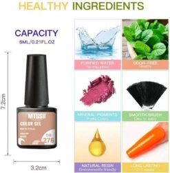 Mtssii - Gelnagel Kit - 5 ZOMER KLEUREN Gellak - Blauw, Groen, Oranje/nude, Geel En Lila- Starterkit - Manicure Set - 54 Watt UV Lamp - Gel Nagels Starterspakket - Nepnagels - -Cosmetica Promotiewinkel 1181x1200 4