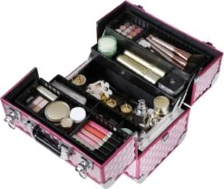 Homeza® Cosmetica Koffer - Make-up Doos - Visagie Koffer - Roze-Zilver -Cosmetica Promotiewinkel 1200x1010 2