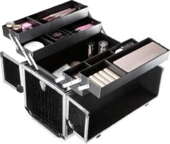 A.T. Shop Cosmeticakoffer, Make-up Koffer, Beauty Case, Bewaren Van Make-up, Nagellak. Zwart -Cosmetica Promotiewinkel 1200x1016