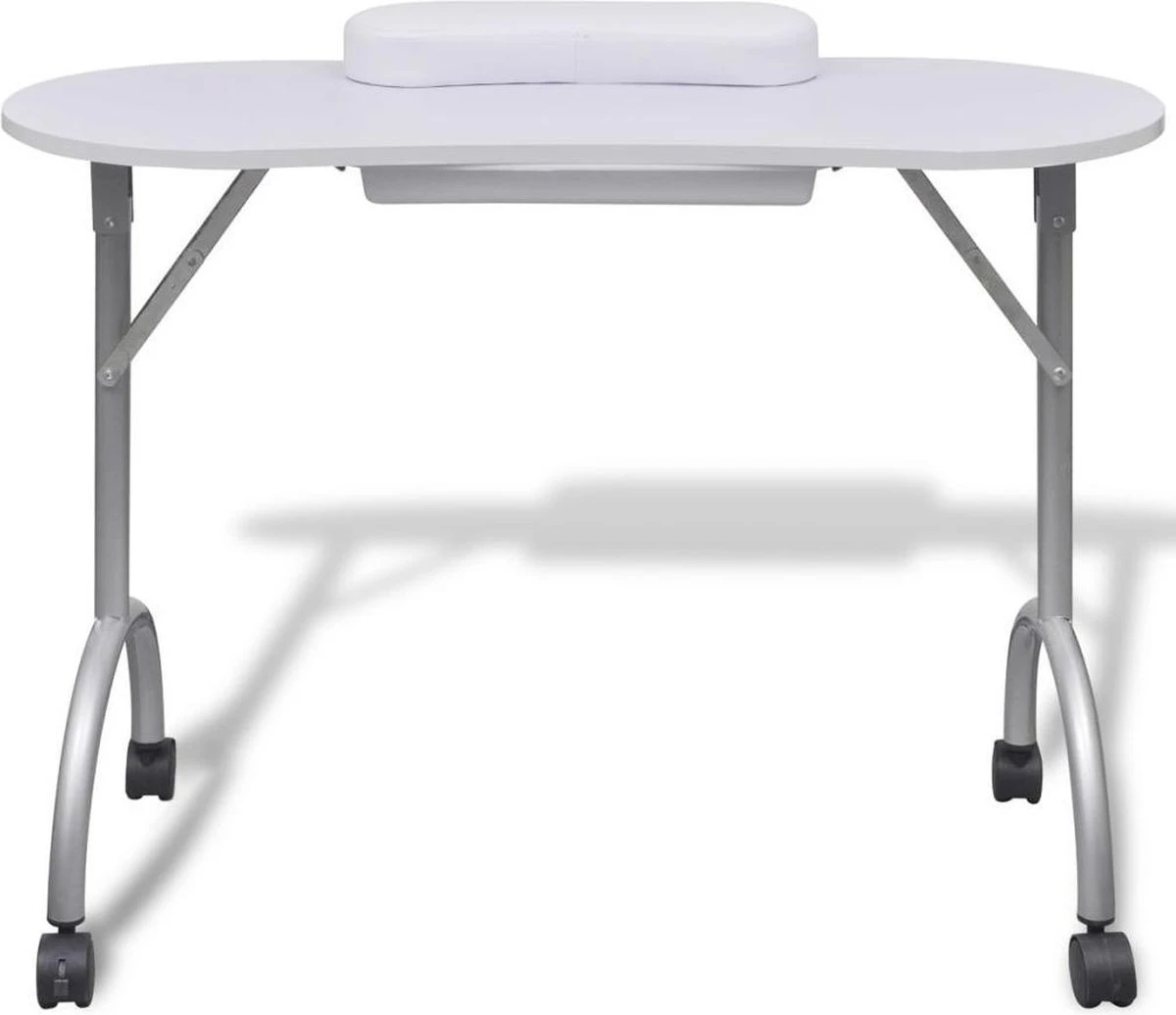 VidaXL Manicuretafel Inklapbaar Met Wieltjes Wit 4 VidaXL Manicuretafel Inklapbaar Met Wieltjes Wit - Afbeelding 2