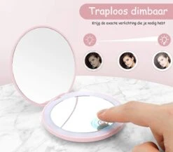 Led-verlichte Oplaadbare Compacte Make-up Spiegel Rond |1 X 2 X Vergroting | Make-upspiegel | Zakspiegel | Handspiegel | Reisspiegel | Dimbaar|als Cadeau | USB-lader | Rond | Zwart -Cosmetica Promotiewinkel 1200x1056 2