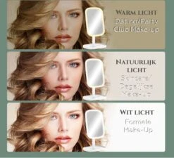 HighHome - Make Up Spiegel Met Led Verlichting - Inclusief 10x Spiegel - 3 Warmtes - 360 °C Draaibaar -Cosmetica Promotiewinkel 1200x1092 1