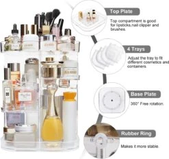AMEITECH Make-uporganizer, Verstelbaar 360 Roterende Cosmetische Opslagcarrousel Draaiende Houder Opbergrek Met 5 Lagen Grote Capaciteit, Geweldig Voor Aanrecht Ijdelheid, Vierkant -Cosmetica Promotiewinkel 1200x1129 1