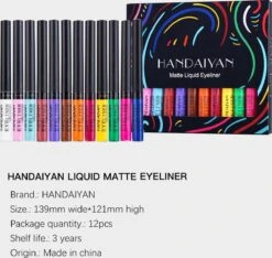 HANDAIYAN® | Liquid Eyeliner | Set Van 12 Kleuren | Gekleurde Eyeliner Set | Make Up | Waterproof | Langhoudend -Cosmetica Promotiewinkel 1200x1137 3