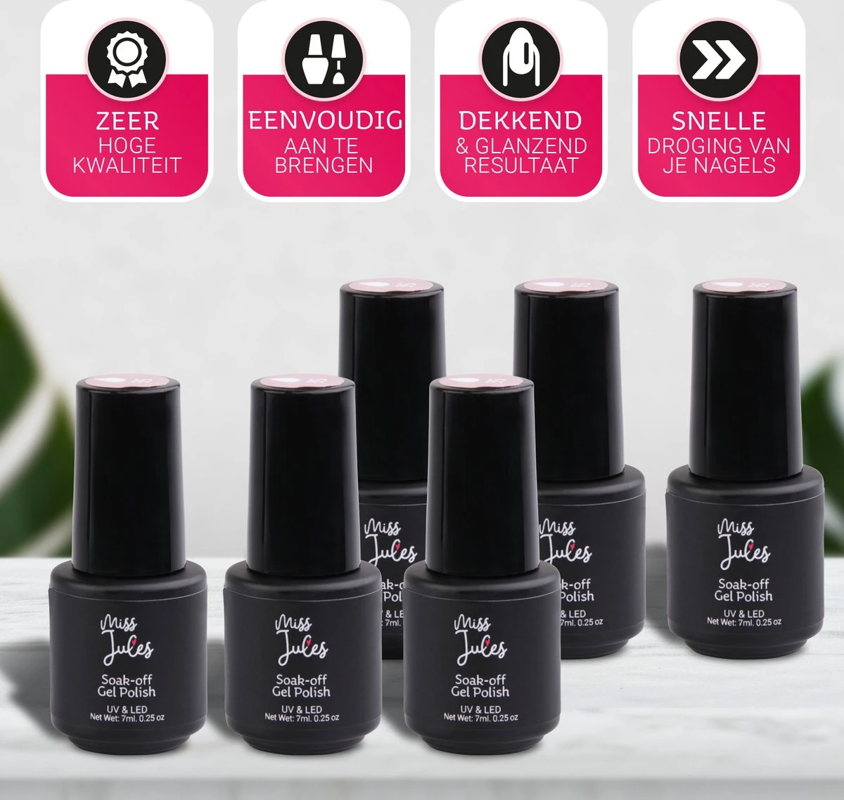 Miss Jules - 6-Delige Gellak Starterspakket - Nagellak - Kleur Rood, Wit, Creme & Glitter - Glanzend & Dekkend Resultaat 4 Miss Jules - 6-Delige Gellak Starterspakket - Nagellak - Kleur Rood, Wit, Creme & Glitter - Glanzend & Dekkend Resultaat - Afbeelding 2