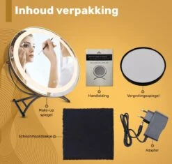 Great's® Make Up Spiegel Met LED Verlichting - ⌀ 40cm - Visagie Spiegel Rond - Extra Close Up Spiegeltje 10x - Zwart -Cosmetica Promotiewinkel 1200x1143