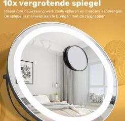 Great's® Make Up Spiegel Met LED Verlichting - ⌀ 40cm - Visagie Spiegel Rond - Extra Close Up Spiegeltje 10x - Zwart -Cosmetica Promotiewinkel 1200x1162 3