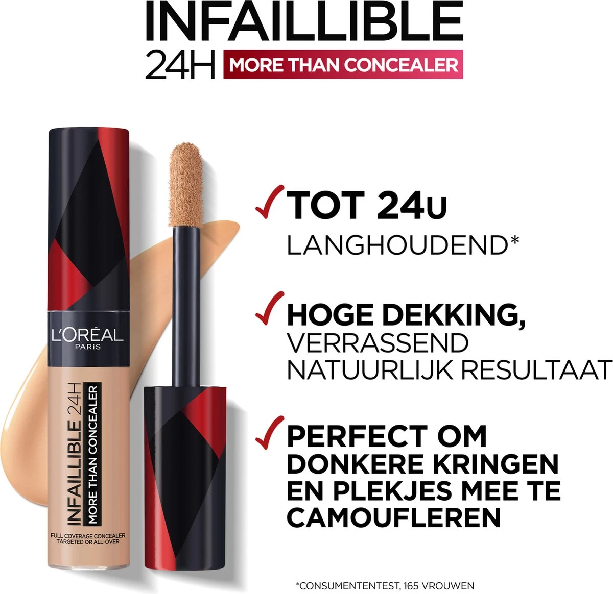 L'Oréal Paris - Infaillible More Than Concealer - 328.5 Crème Brûlée -Langhoudende Concealer Met Een Hoge Dekking - 11ml 8 L'Oréal Paris - Infaillible More Than Concealer - 328.5 Crème Brûlée -Langhoudende Concealer Met Een Hoge Dekking - 11ml - Afbeelding 6