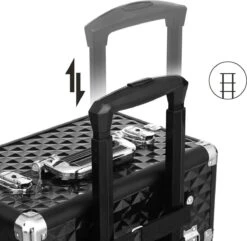 Merkloos Trolley, Make-up Koffer, Cosmetische Koffer, Voor Nageldesign, Make-up Organizer, Koffer Met Draagtas, Zwart JHZ04B -Cosmetica Promotiewinkel 1200x1170 21