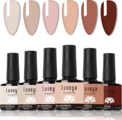 Luneya Gellak - Nude Tones Edition - 6-Delige Gellak Starterspakket - Gel Nagellak