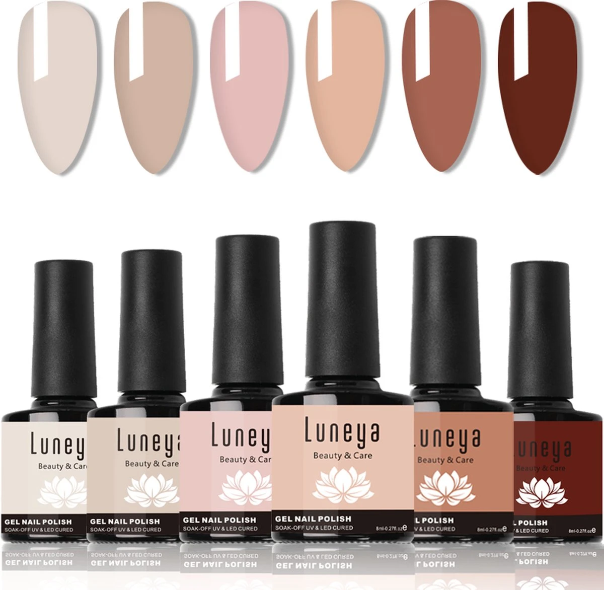 Luneya Gellak - Nude Tones Edition - 6-Delige Gellak Starterspakket - Gel Nagellak 3 Luneya Gellak - Nude Tones Edition - 6-Delige Gellak Starterspakket - Gel Nagellak