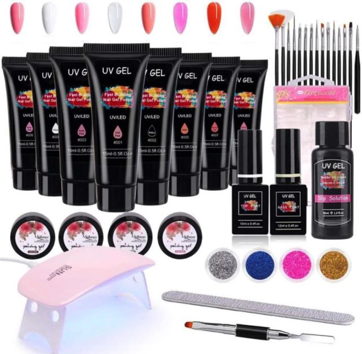 Poly UV Extension Kit | Gelnagels Set | Nepnagels Starterspakket | Gellak Set | Crystal Gel | UV Gel | Manicure Set | Gel Nagellak Nagel Decoratie | UV Lamp | Starterspakket 3 Poly UV Extension Kit | Gelnagels Set | Nepnagels Starterspakket | Gellak Set | Crystal Gel | UV Gel | Manicure Set | Gel Nagellak Nagel Decoratie | UV Lamp | Starterspakket