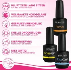 MURLEY’s Primer Base Coat Top Coat 3 In 1 Set Voor Gellak Polygel Acryl Basecoat & Topcoat - 3x 15ml - Gel Nagellak - Gelnagellak - UV / LED Lamp Gelnagels -Cosmetica Promotiewinkel 1200x1183 7