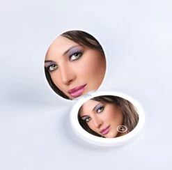 Led-verlichte Oplaadbare Compacte Make-up Spiegel Rond |1 X 2 X Vergroting | Make-upspiegel | Zakspiegel | Handspiegel | Reisspiegel | Dimbaar|als Cadeau | USB-lader | Rond | Zwart -Cosmetica Promotiewinkel 1200x1186 3