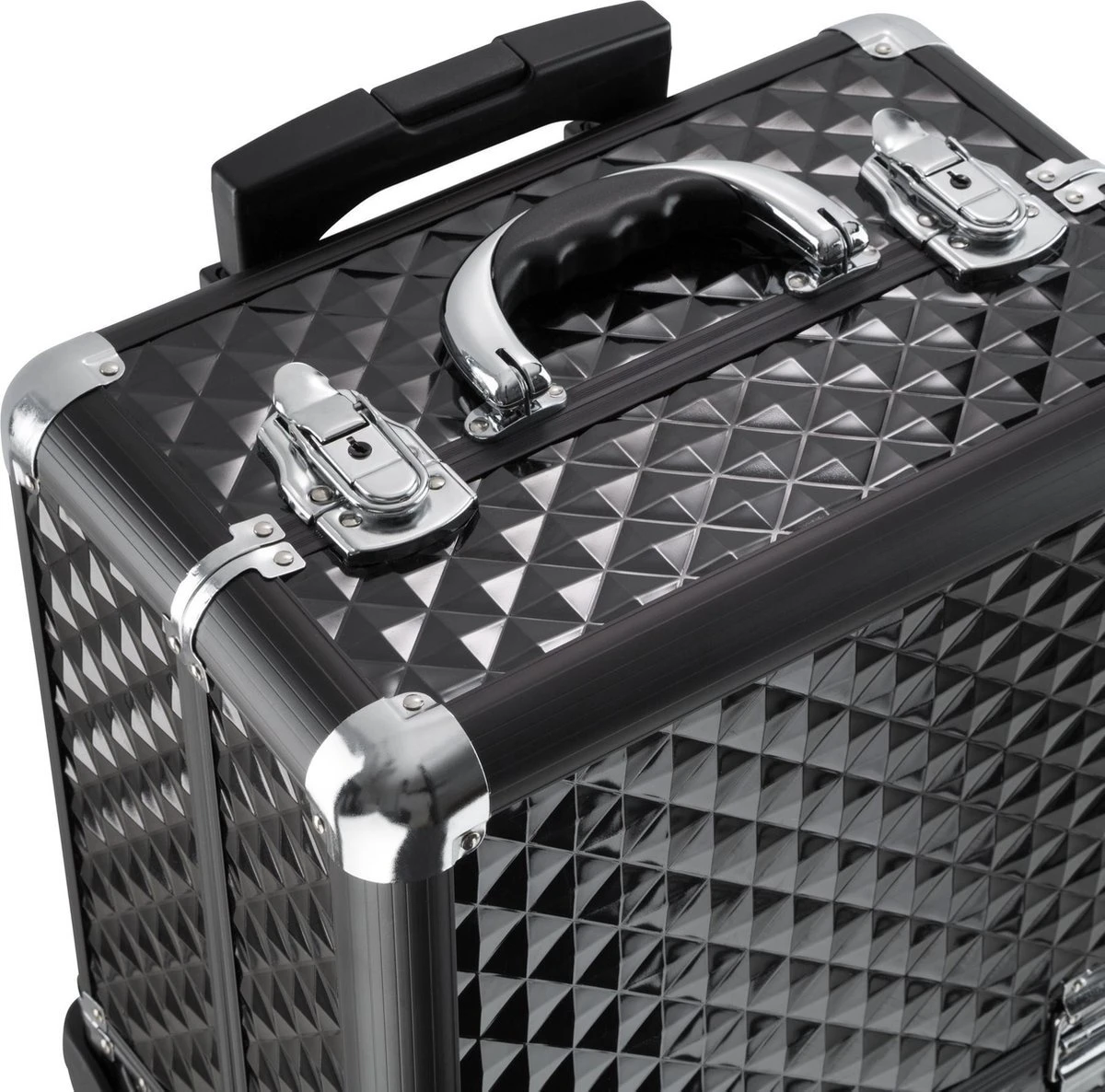 Dreamble Make-up Koffer - Make-up Trolley - Zwart - Rijdbaar - Met Wieltjes - Compact - 8 Vakken - Met Slot - 2 Sleutels 5 Dreamble Make-up Koffer - Make-up Trolley - Zwart - Rijdbaar - Met Wieltjes - Compact - 8 Vakken - Met Slot - 2 Sleutels - Afbeelding 4