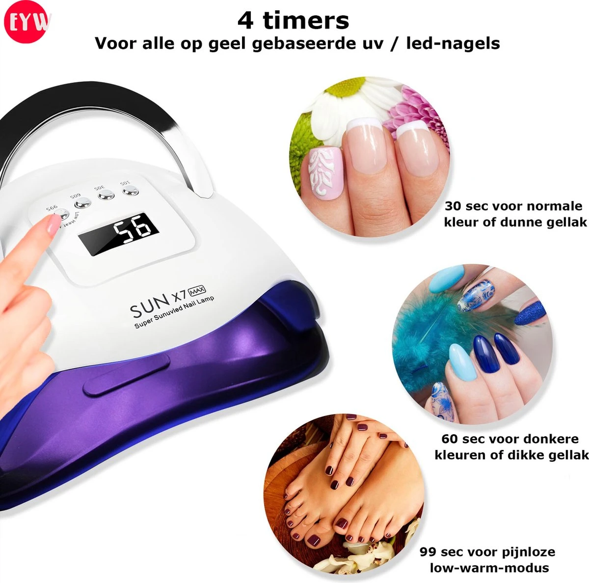 Nageldroger - Nageldrogers - 80 Watt UV LED Lamp Nagels - 45 Leds - Nagellak Droger - UV LED Lamp - Nagellamp - Nail Dryer - Nageldroger Voor Gel Nagellak - Gewone Nagellak - Wit 6 Nageldroger - Nageldrogers - 80 Watt UV LED Lamp Nagels - 45 Leds - Nagellak Droger - UV LED Lamp - Nagellamp - Nail Dryer - Nageldroger Voor Gel Nagellak - Gewone Nagellak - Wit - Afbeelding 4