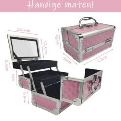 Make Up Koffer Meisjes En Dames Roze - Make Up Organizer Met Spiegel - Cosmetica Koffer - Beautycase Koffer -Cosmetica Promotiewinkel 1200x1193 2