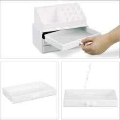 Relaxdays Make-up Organizer - Tweedelig - Cosmetica Opbergdoos - Wit -Cosmetica Promotiewinkel 1200x1198 28