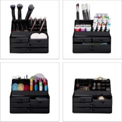 Relaxdays Make-up Organizer - Tweedelig - Cosmetica Opbergdoos + Lippenstift Houder - Zwart -Cosmetica Promotiewinkel 1200x1198 30