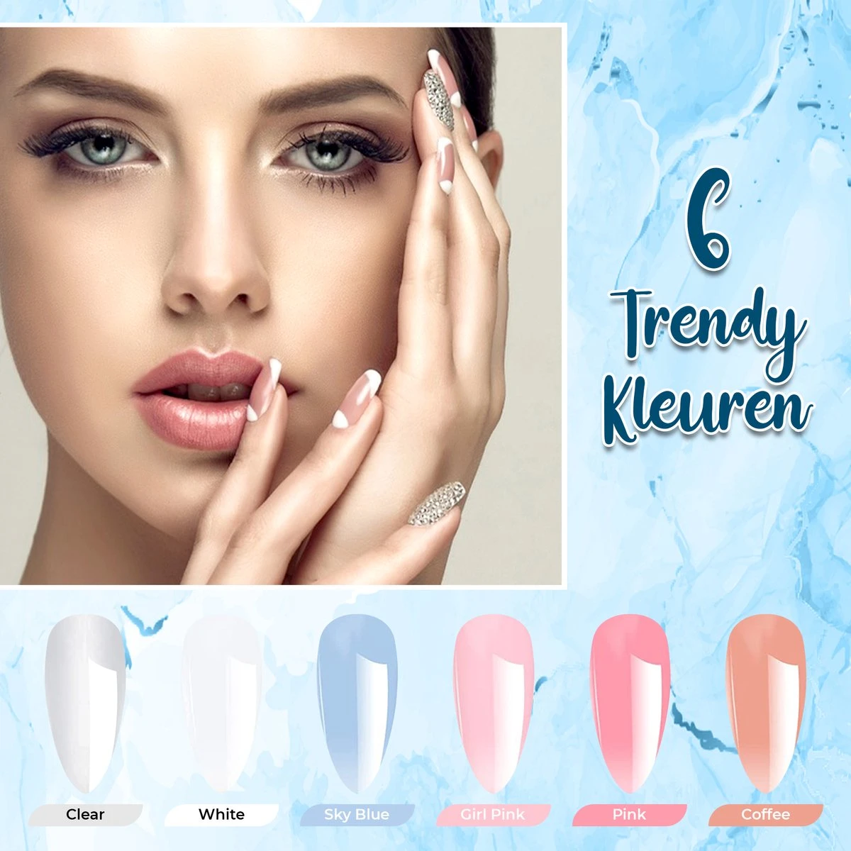 Luneya Polygel Kit - Sunrise Edition - 6 Kleuren - Polygel Nagels Starterspakket - Tasje - Incl. UV LED Lamp 9 Luneya Polygel Kit - Sunrise Edition - 6 Kleuren - Polygel Nagels Starterspakket - Tasje - Incl. UV LED Lamp - Afbeelding 7