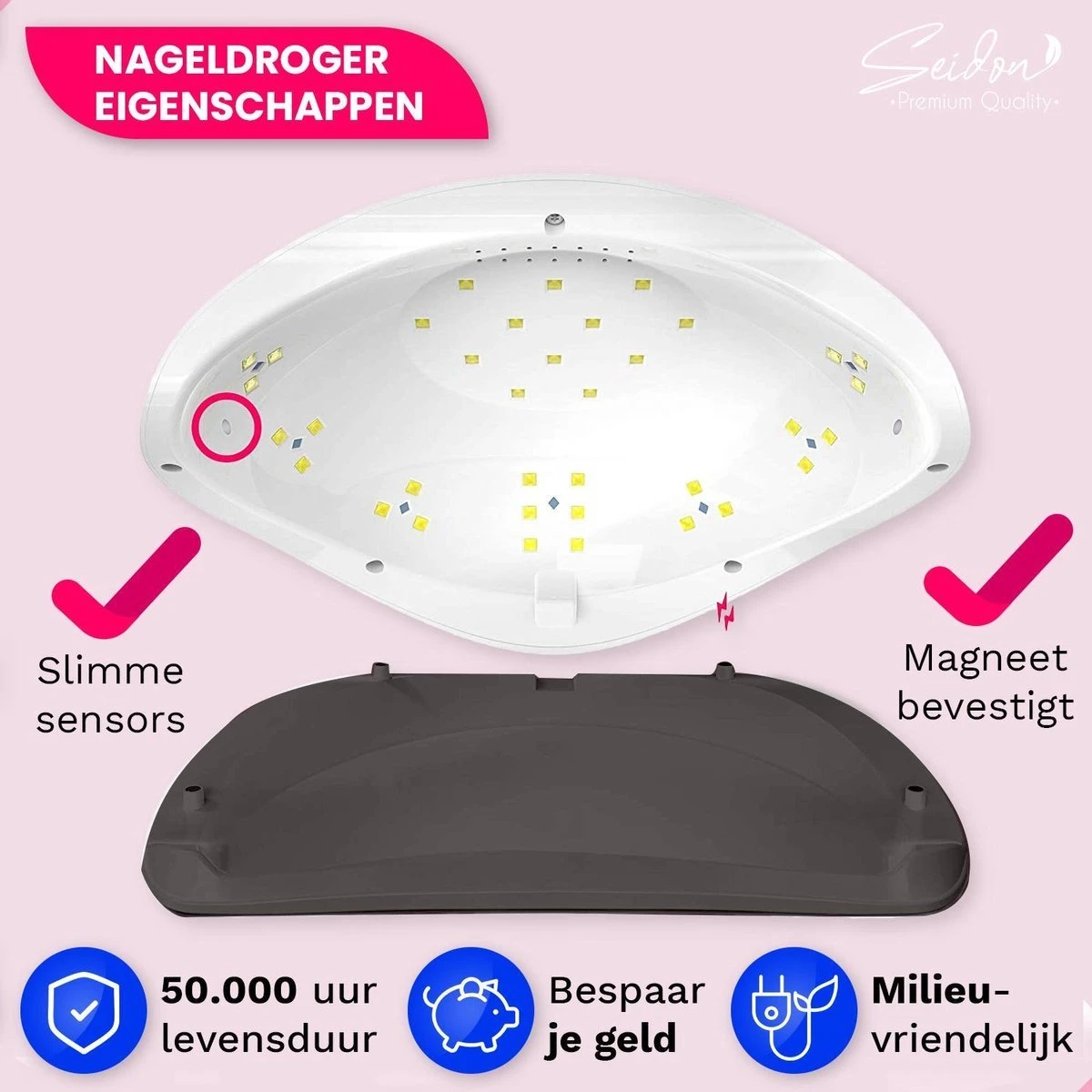 Seidon© Nageldroger 168W - LED Lamp Nagels - Gellak Lamp - UV Lamp Gelnagels 6 Seidon© Nageldroger 168W - LED Lamp Nagels - Gellak Lamp - UV Lamp Gelnagels - Afbeelding 4