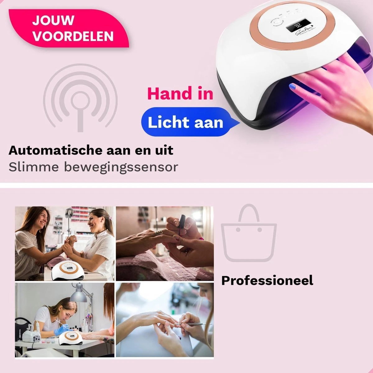 Seidon© Nageldroger 168W - LED Lamp Nagels - Gellak Lamp - UV Lamp Gelnagels 9 Seidon© Nageldroger 168W - LED Lamp Nagels - Gellak Lamp - UV Lamp Gelnagels - Afbeelding 7