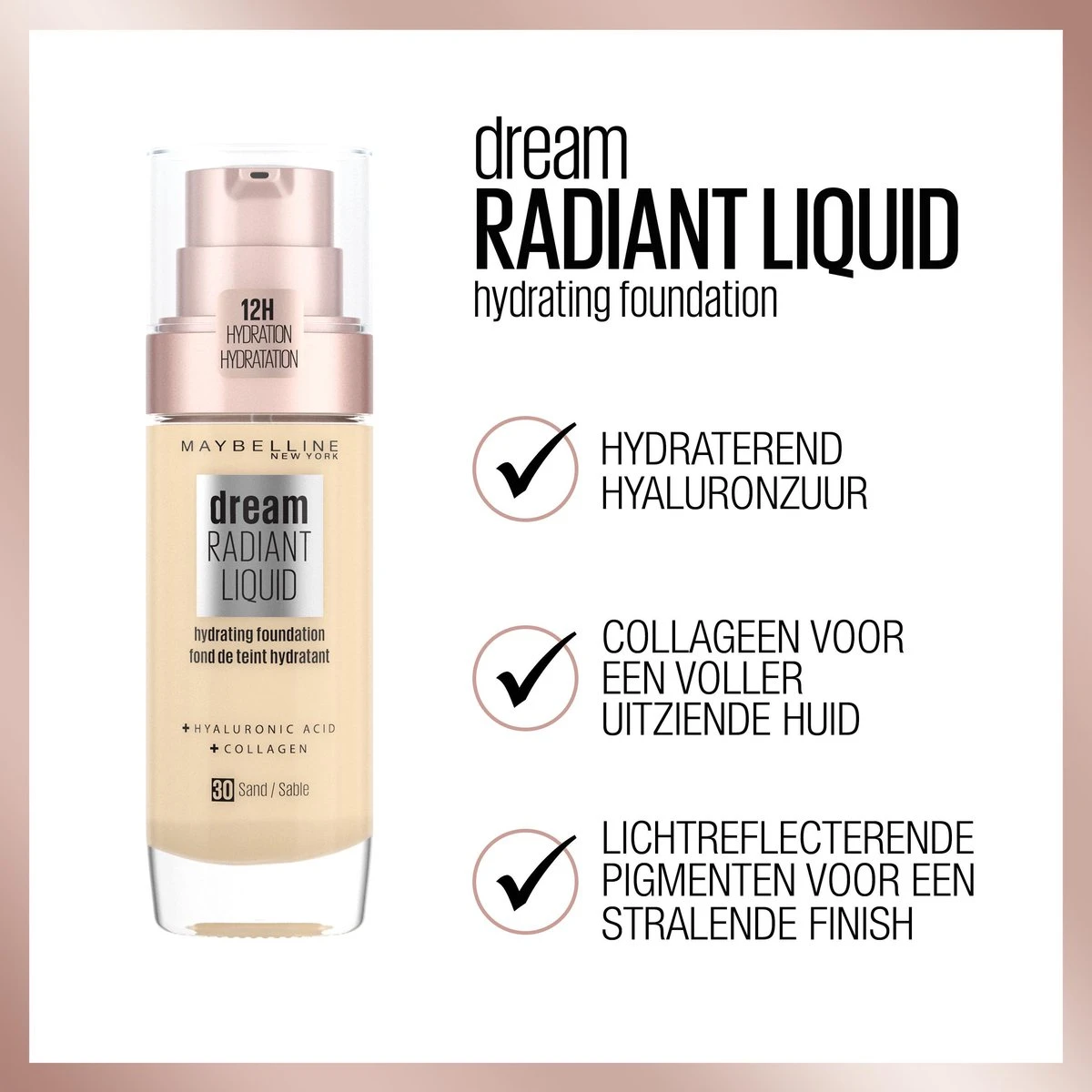 Maybelline Dream Radiant Liquid - 45 Light Honey - Foundation Geschikt Voor De Droge Huid Met Hyaluronzuur - 30 Ml 6 Maybelline Dream Radiant Liquid - 45 Light Honey - Foundation Geschikt Voor De Droge Huid Met Hyaluronzuur - 30 Ml - Afbeelding 4