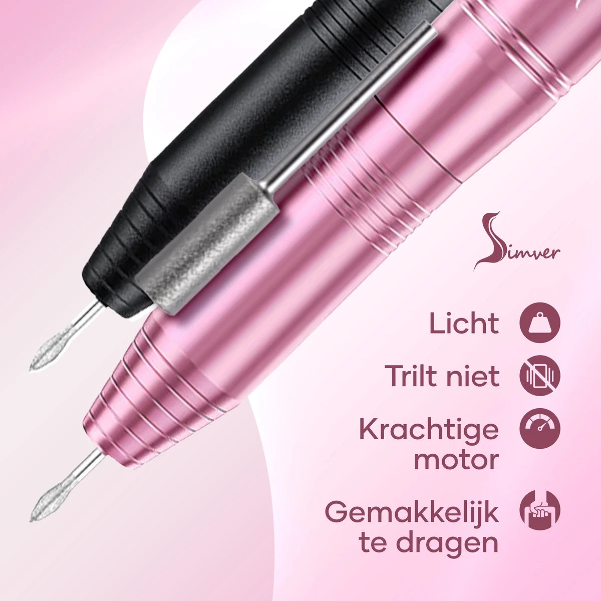 Simver Elektrische Nagelfrees - 11 Nagelvijl Bitjes En 56 Schuurrolletjes - Manicure / Pedicure - Roze - Cadeautip - Kerstcadeau 7 Simver Elektrische Nagelfrees - 11 Nagelvijl Bitjes En 56 Schuurrolletjes - Manicure / Pedicure - Roze - Cadeautip - Kerstcadeau - Afbeelding 5