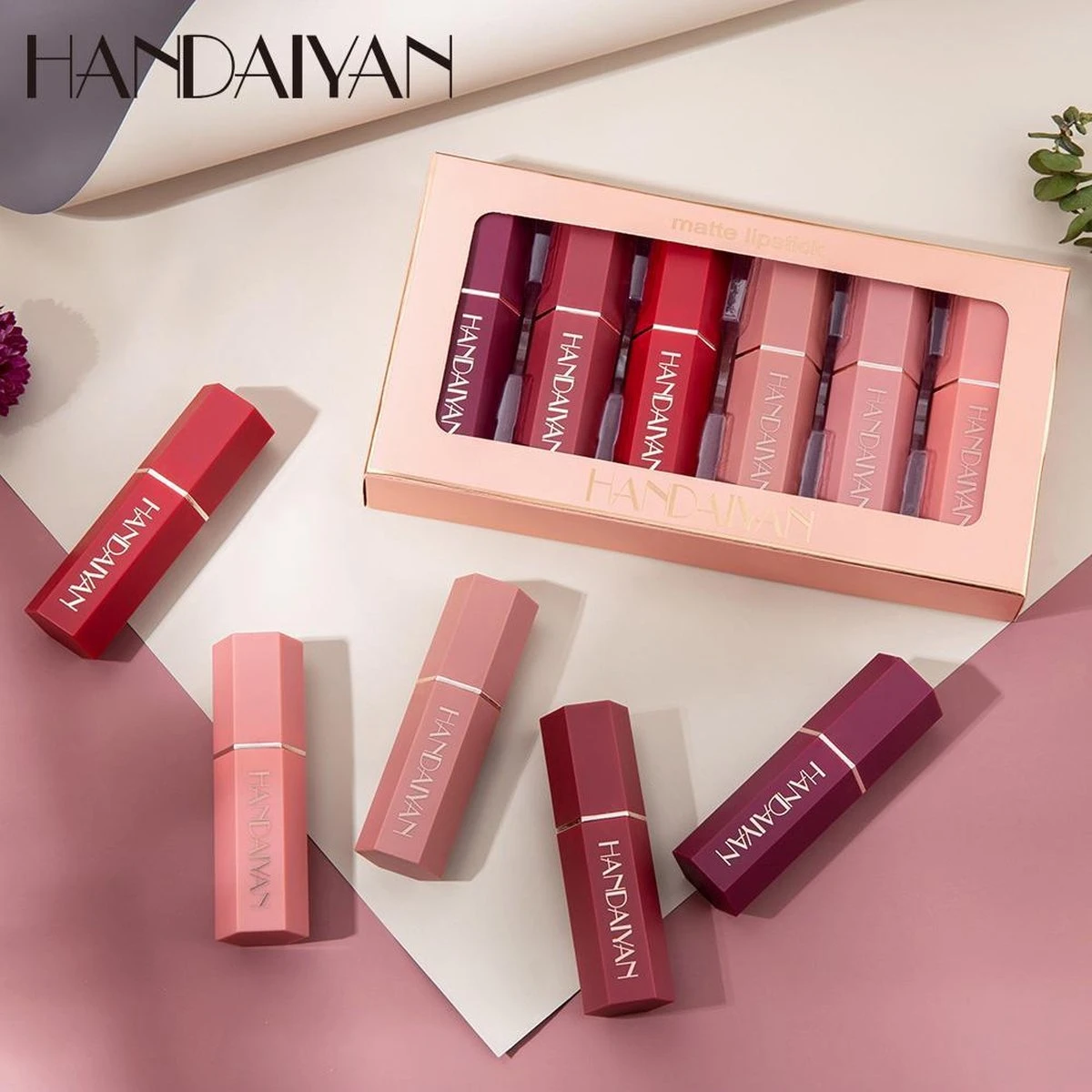 Handaiyan Lipstick Matte - Set Van 6 Kleuren - Lippenstift - Langhoudend - Make Up 7 Handaiyan Lipstick Matte - Set Van 6 Kleuren - Lippenstift - Langhoudend - Make Up - Afbeelding 5