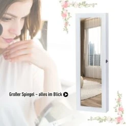 HOMCOM 2-in-1 Sieradenkast Wandspiegel Spiegelkast Sieraden Ladekast Spiegel 833-102WT -Cosmetica Promotiewinkel 1200x1200 492