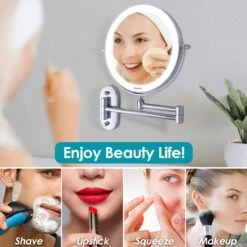 Auxmir Cosmetische Spiegel Met 1X / 10X Vergroting LED Verlichting, Dimbare Make-up Spiegel Met Touch Schakelaar USB Oplaadbare, Scheerspiegel 360 ° Draaibare Muurbeugel Voor Badkamer, Spa En Hotel 15 Auxmir Cosmetische Spiegel Met 1X / 10X Vergroting LED Verlichting, Dimbare Make-up Spiegel Met Touch Schakelaar USB Oplaadbare, Scheerspiegel 360 ° Draaibare Muurbeugel Voor Badkamer, Spa En Hotel -Cosmetica Promotiewinkel 1200x1200 496