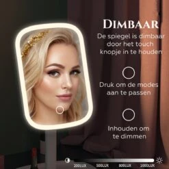 HighHome - Make Up Spiegel Met Led Verlichting - Inclusief 10x Spiegel - 3 Warmtes - 360 °C Draaibaar -Cosmetica Promotiewinkel 1200x1200 502