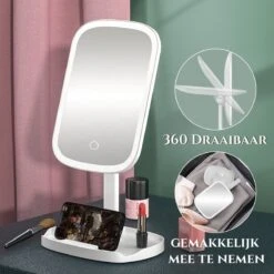 HighHome - Make Up Spiegel Met Led Verlichting - Inclusief 10x Spiegel - 3 Warmtes - 360 °C Draaibaar -Cosmetica Promotiewinkel 1200x1200 503