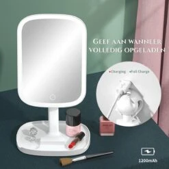 HighHome - Make Up Spiegel Met Led Verlichting - Inclusief 10x Spiegel - 3 Warmtes - 360 °C Draaibaar -Cosmetica Promotiewinkel 1200x1200 507