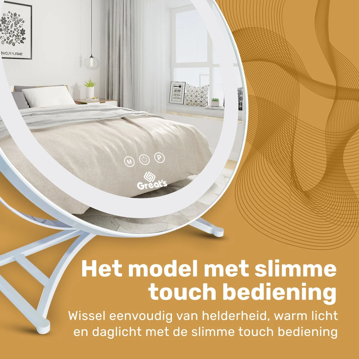 Great's® Make Up Spiegel Met LED Verlichting- ⌀ 40cm - Visagie Spiegel Rond - Extra Close Up Spiegeltje 10x - Wit 7 Great's® Make Up Spiegel Met LED Verlichting- ⌀ 40cm - Visagie Spiegel Rond - Extra Close Up Spiegeltje 10x - Wit - Afbeelding 5