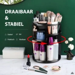 ESSIBLE Make-Up Organizer - 360° Roterend - Opbergbox - Opbergdoos Cosmetica - Sieradendoos - Nagellak - Lippenstift - Zwart -Cosmetica Promotiewinkel 1200x1200 554